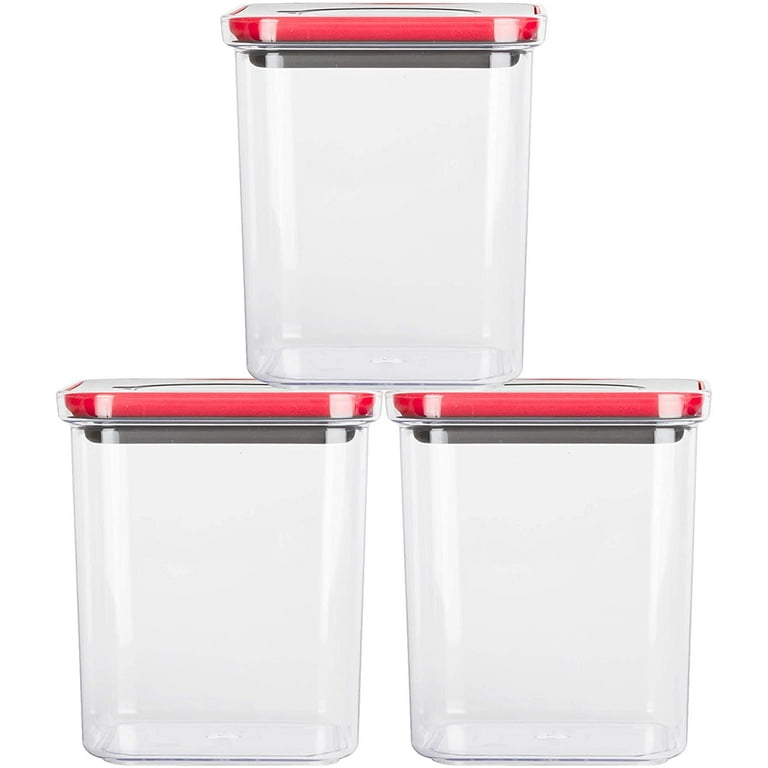 NEOFLAM Airtight Smart Seal Food Storage Container (Set of 3, Square), Crystal Clear Body, Modular, Stackable, Nestable Design