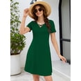 thumbnail image 6 of Chiclily Women's Summer Casual T-Shirt Dress - Short Sleeve Crisscross V-Neck Swing A-Line Tunic Sundress with Pockets, Dark Green Size XL, 6 of 6