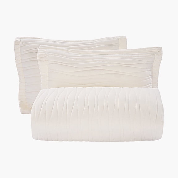 King Size Quilt Set 3 Piece Lightweight Microfiber Comforter Bedding All Season Beige Bedspread with 1 Quilt and 2 Pillow Shams