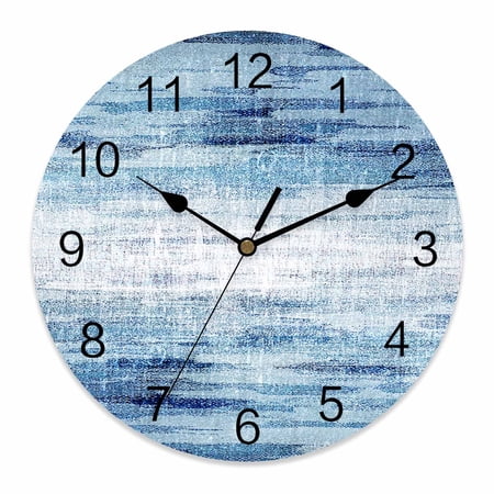 12 Inch Retro Blue Wall Clock, Texture Abstract Modern Ombre Battery Operated Silent Non Ticking Clocks, Easy to Read Round Wall Clock for Kitchen/Living Room/Bedroom/Bathroom