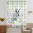 thumbnail image 2 of Easter Sheer Curtains 108" Extra Long, Spring Rabbit Eggs Botanical Floral Green Lattice Light Filering Curtains, Privacy Drapes Simi Floor to Veiling Curtain for Living Room Large Window Treatment, 2 of 9
