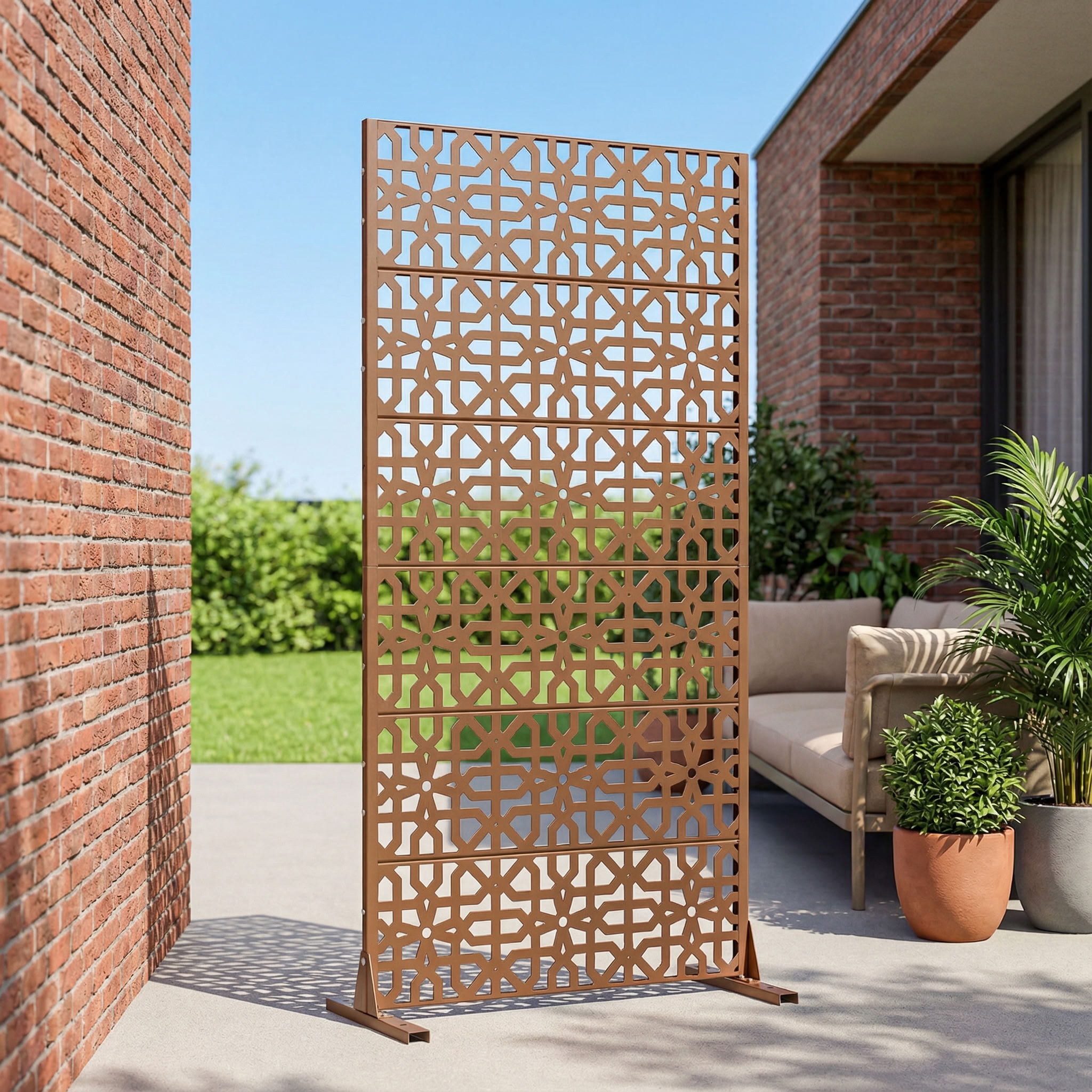 MAYEERTY 72*35in Outdoor Privacy Screen, Heavy Gauge Metal Privacy Fence, Decorative Privacy Panel for Patio, Balcony, Garden