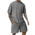 thumbnail image 2 of EOYWHK Workout Sets for Big and Tall Men Athletic Casual Summer Basic T-Shirt and Shorts for Activewear Gym Training Hiking Running ,S-4XL, 2 of 6