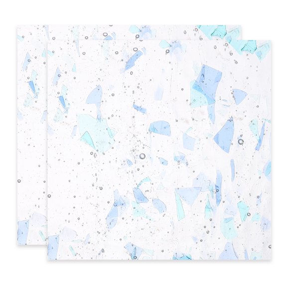 4 x 4 Inch Transparent Stained Glass Sheets, 2 Sheets Mosaic Glass Variety Pack Tiles for Art Supplies Crafts Projects, Ice Blue