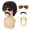 Black, variant on A 1970s disco-style African men's wig, complete with glasses, a necklace, a beard, and a wig cap. The naturally voluminous, short, curly synthetic wig is perfect for Halloween, Christmas, and cosplay