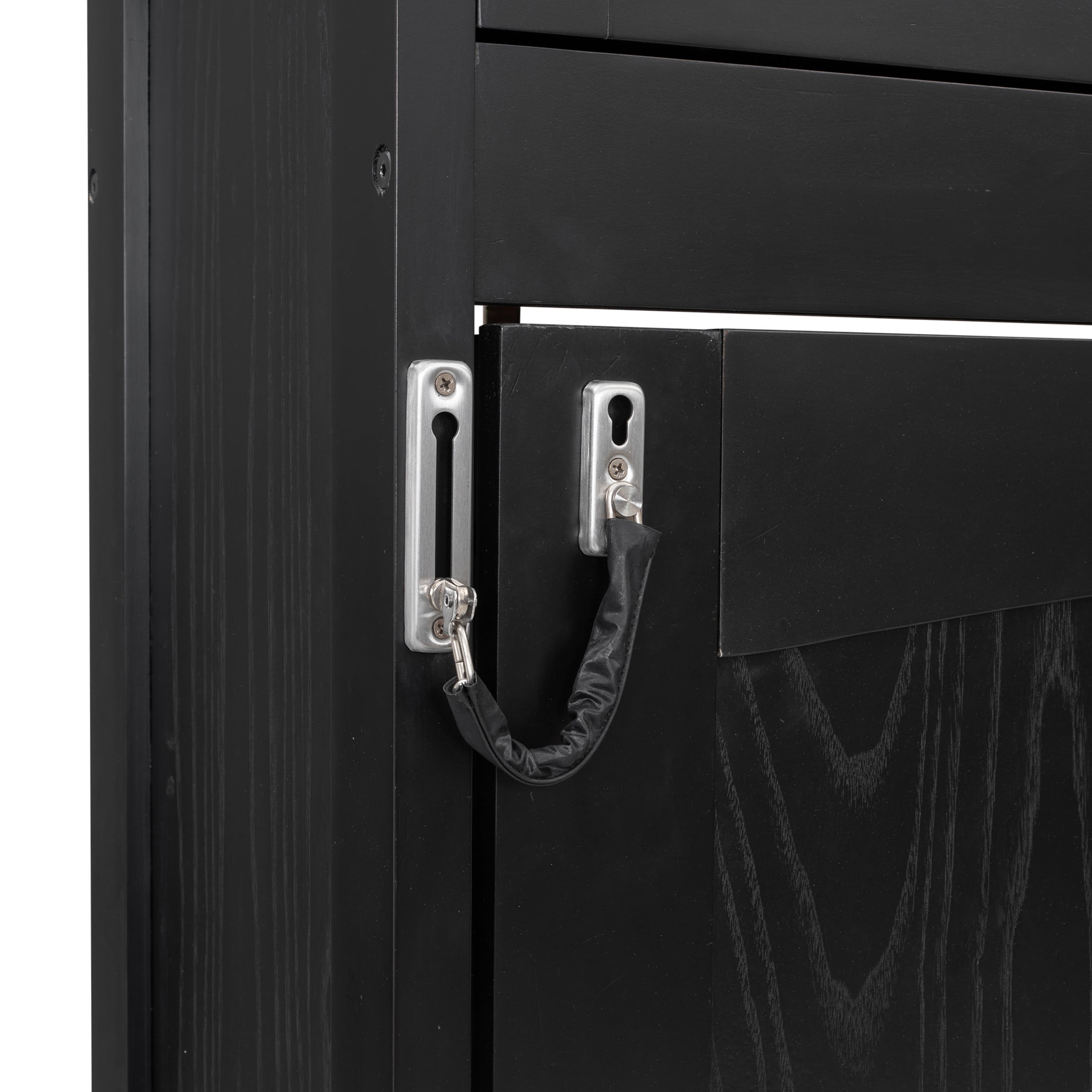 Noble House Joyce Full Size Murphy Bed with Storage Cabinets, Solid Wood Folding Wall Bed, Space Saving, Black