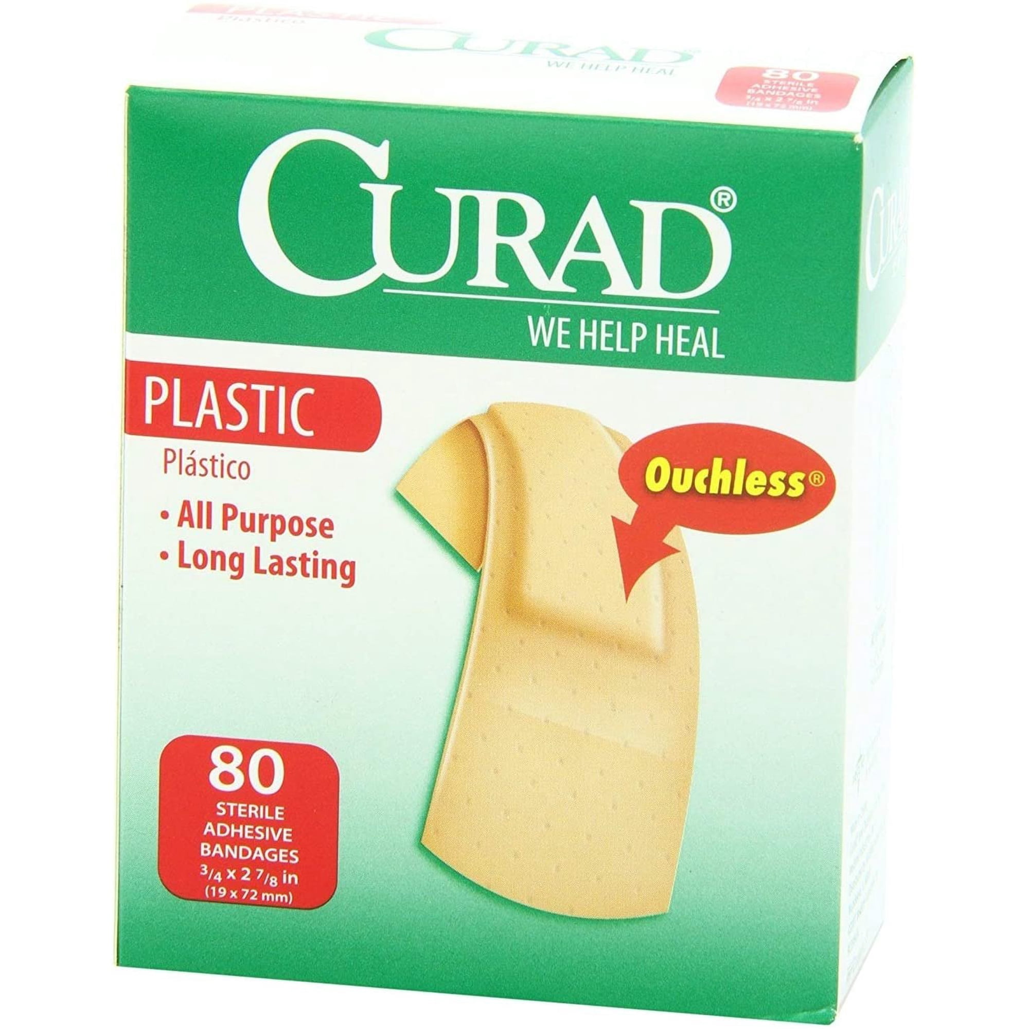 Curad Regular Size Bandages, Plastic, 80 Count Box