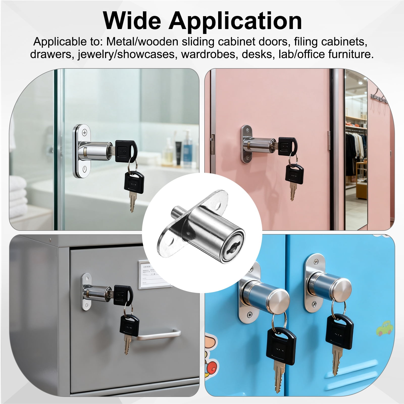 Uxcell Drawer Desk Push Plunger Lock, 6Pcs 7/8" Cylinder Diameter 1-7/16" Cylinder Length Zinc Alloy Sliding Cabinet Locks with Cross Screwdriver Keyed Alike for Wardrobe Drawers