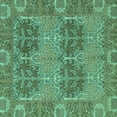 thumbnail image 1 of Ahgly Company Machine Washable Indoor Square Abstract Turquoise Blue Modern Area Rugs, 8' Square, 1 of 4