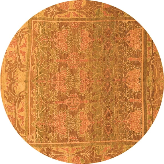 Ahgly Company Indoor Round Abstract Orange Modern Area Rugs, 4' Round