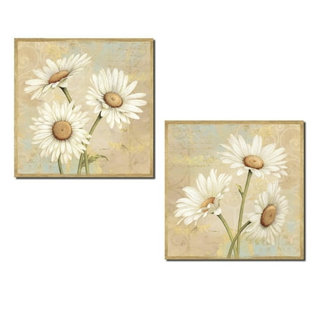 - Beautiful Blooming Daisy Flower Set; Floral Decor by Daphne Brissonnet; Two 12x12in Poster Prints