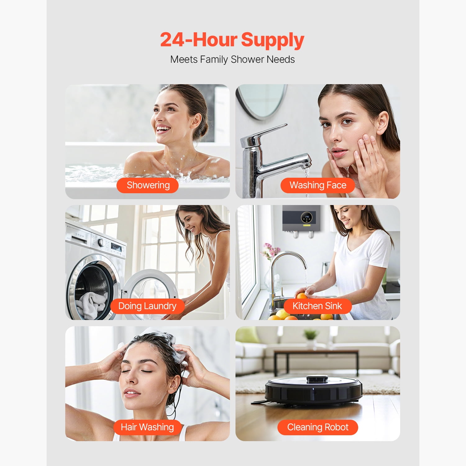 KFFKFF 36kW Tankless Electric Water Heater, Instant Hot Water System for Bathroom, Kitchen, or Office, Features LCD Touch Screen, Child Safety Lock, Compact Design, 240V
