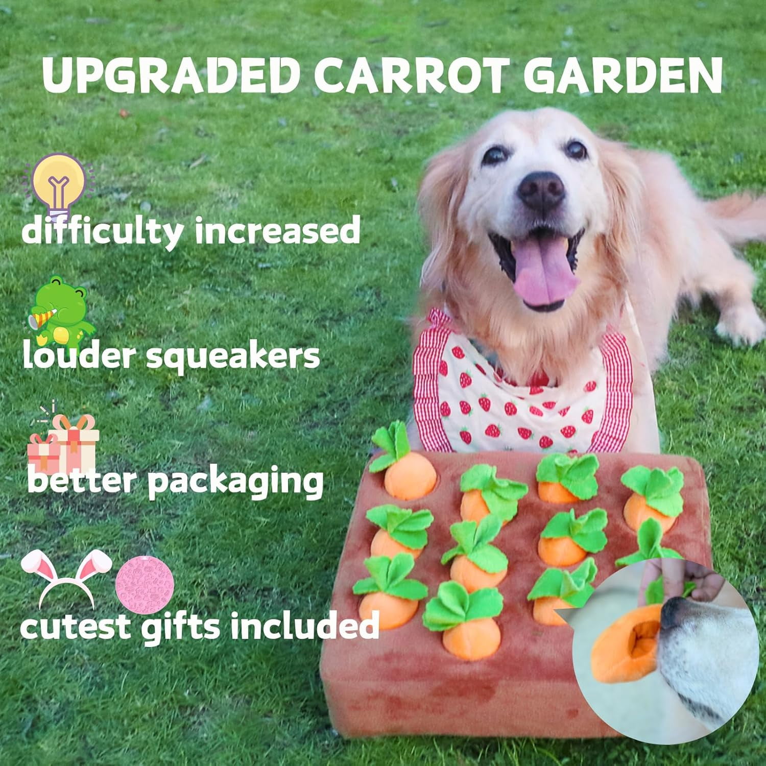 12PCS Interactive Dog Toys, Dog Enrichment Puzzle, Hide and Seek Carrot Farm Dog Toys Plush Puzzle Toys Carrot Patch Toy for Mental Puppy Brain Training of Small Medium and Large Dogs