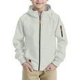 thumbnail image 3 of Loopsun Boys Hooded Sweatshirt Jackets, Boys Solid Hooded Zip Sweatshirt Long Sleeve Casual Outerwear with Pockets Gray, 9-10 Years, 3 of 5