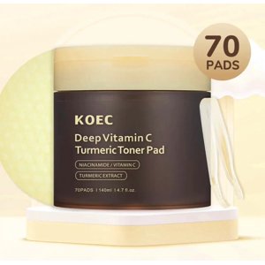 Beautivana by KOEC Deep Vitamin C Turmeric Toner Pads Ready-to-Use Daily Facial Toner Pads