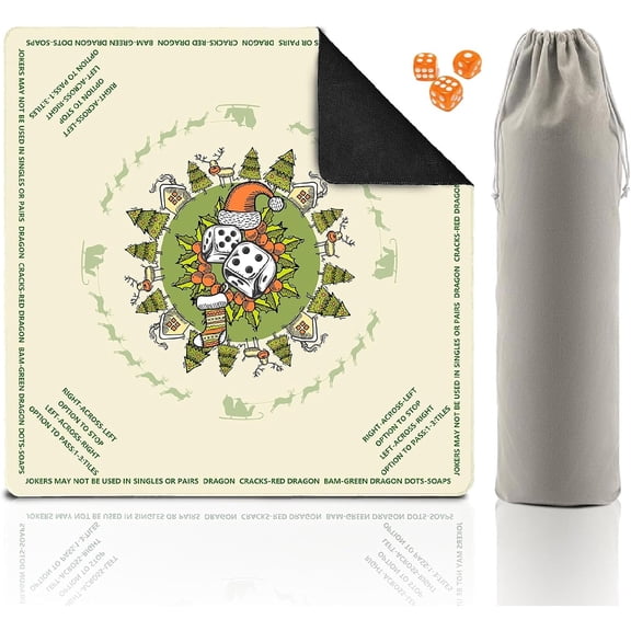Mahjong Mat for Table,Neoprene Anti-Slip Noise Reduction Gaming Mat, for Mahjong Lovers, with A Carrying Bag and 3 Dice(Classic, 31.5")