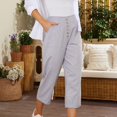 thumbnail image 5 of LYXSSBYX Womens Capris with Pockets Women Casual Solid High Waist Loose Pocket Straight Buttons Long Pants, 5 of 7