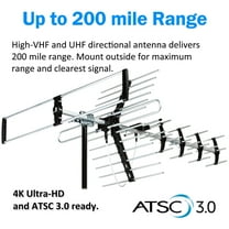 Five Star 2025 Outdoor HDTV Antenna - 200 mile Long Range - Attic/Roof Mount - 4K 1080P VHF UHF, Black & Silver