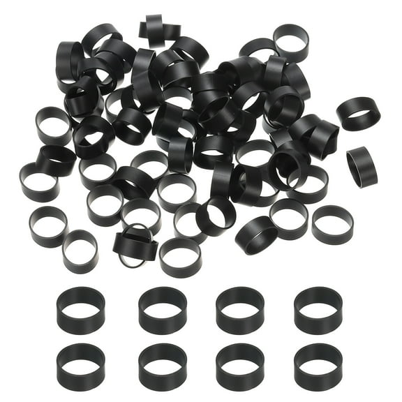 Uxcell Silicone Rubber Bands Cable Ties 0.6", Flat Rubber Elastic Band for Office Supplies Home Cord Wrapping, Black 80 Pcs