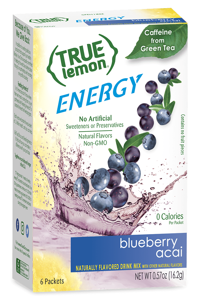 (6 Packets) True Lemon Energy Blueberry Acai Sugar Free, OnTheGo