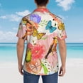 thumbnail image 4 of Balery Flowers And Birds Watercolor Camisas hawaianas de manga corta para hombre, camisas playeras de corte holgado, camisas de vacaciones con botones,XX-Large, 4 of 7