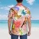 thumbnail image 4 of Balery Flowers And Birds Watercolor Camisas hawaianas de manga corta para hombre, camisas playeras de corte holgado, camisas de vacaciones con botones,Medium, 4 of 7