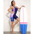 thumbnail image 6 of Sociala Women's Athletic Boyleg Swimsuit Racerback Color Block Print Unitard One Piece Swimwear, 6 of 6