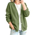 thumbnail image 3 of JJHGVB Women V-neck Button Sweatshirt Half Button Loose Pockets No Hood Long Sleeve Stand Henley Collar Casual Sweatshirts Casual Trendy Open Front Sweatshirt Button Up Woman Sweatshirt Green S, 3 of 8