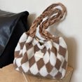 thumbnail image 1 of Bolso de mano a cuadros para mujer, Bolso informal difuso, Bolso de gran capacidad para citas diarias, 1 of 7