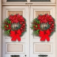 thumbnail image 4 of Front Door Artificial Christmas Wreath Door Decorations With LED Oil Lamp,Xmas Ball Artificial Red Berry Grass Bow Ornaments Decorations, 4 of 8