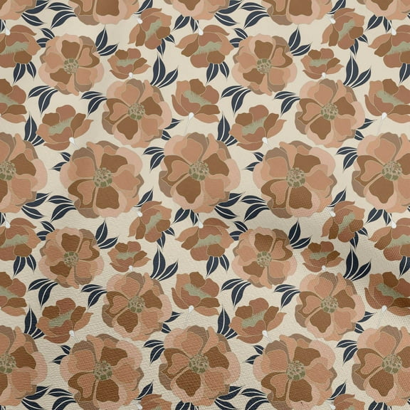 oneOone Cotton Poplin Twill Brown Fabric Floral Retro Craft Projects Decor Fabric Printed By The Yard 56 Inch Wide