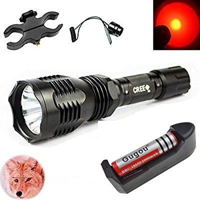 windfire waterproof 350 lumens 18650 battery tactical flashlight 250 yard long range throwing red hunting light red cree led coyote hog hunting light