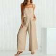thumbnail image 2 of BLOCLOALO 2 Piece Lounge Set Sleeveless Tops Women's Outfits Square Neck Linen Tank Crop Top Wide Leg Pants Matching Set Cropped Tank Tops Dressy Casual Suit Casual Lounge Sets for Women Beige L, 2 of 5