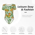 thumbnail image 6 of Uemuo Tangerine Pattern Women's One Piece Short Sleeve Swimsuit Rash Guard Surfing Modest Quick-drying Swimsuit Beach Essentials-XX-Large, 6 of 9