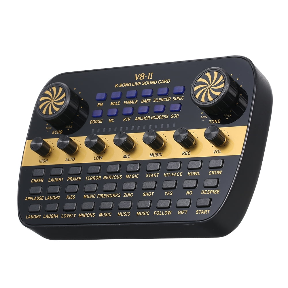 V8 Updated Live Sound Card Intelligent Volume Adjustable Audio Mixer