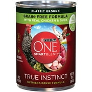 Purina ONE SmartBlend True Instinct Classic Ground with Real Chicken & Duck Canned Dog Food, 13 Oz, Pack of 12