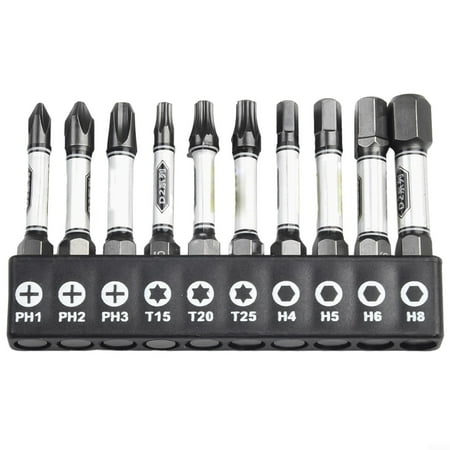 

10pcs 50mm Screwdriver Bits Set PH2 T15 H4 Impact Bits Hex Shank With Bit Holder