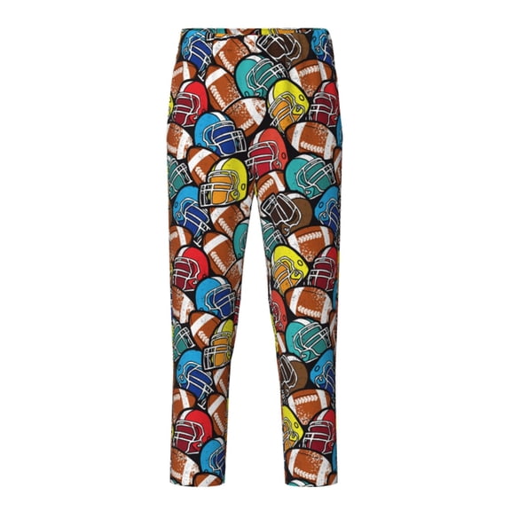 Xecao American Football Print Teenagers' Pajama Pants Long Sleep Pants Soft Elastic Waist Pajama Bottoms Elastic waist with 2 Pockets 5-16 Years-XS(5-6)