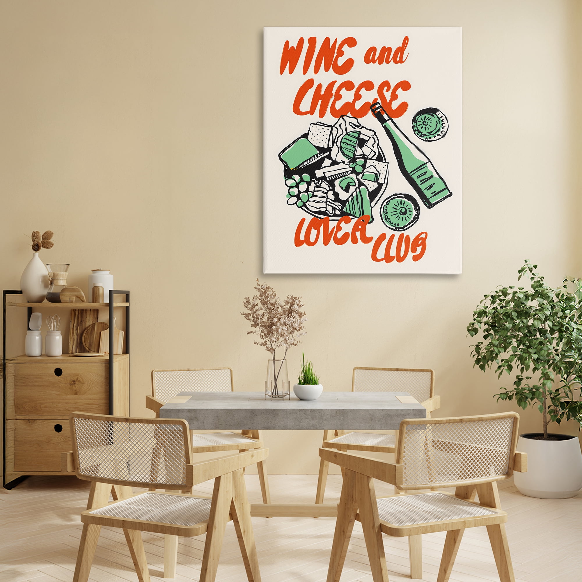 Stupell Industries Wine & Cheese Lover Club Canvas Wall Art, design by The Prints Vibe