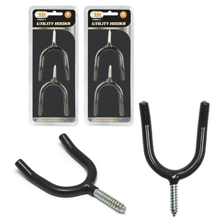 

4 Pc Utility U Shape Wall Hooks Screw In Anchor Mount Tool Holder Organizer