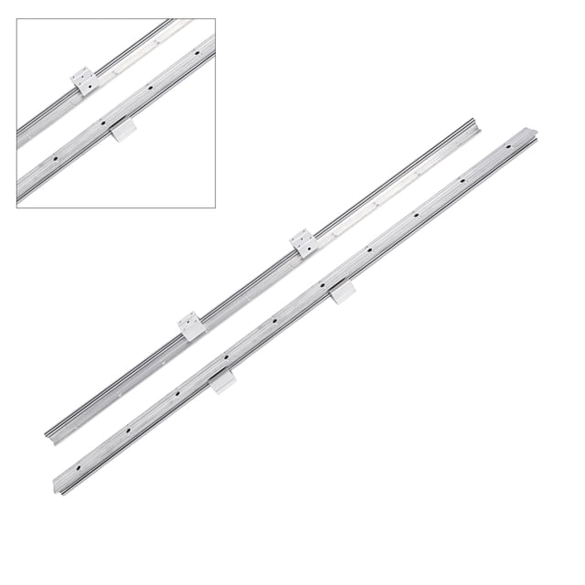 2PCS SBR12-1000 Mm De 12 Mm Eje De Riel De Deslizamiento Lineal De 12 Mm, 4pcs Bloque De Rodamiento SBR12UU, Acero De Carbono De Y aleación De Aluminio, Placas De Plata De