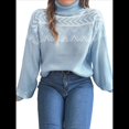 thumbnail image 3 of Suéteres para Mujer, Jerseys Casuales de Larga, Suéteres Cálidos, Tops de Punto Peludo, Suéter Grueso de Gran Tamaño. Azul L, 3 of 10