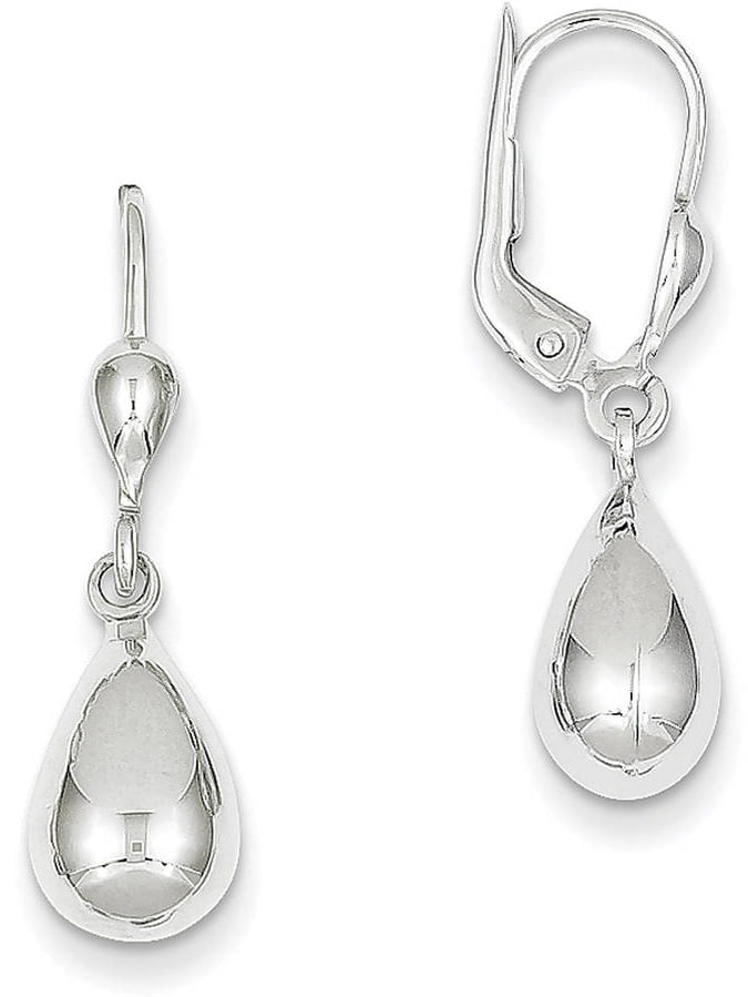 14K White Gold Cat Leverback Earring with crystals