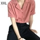 thumbnail image 1 of Camisa de mujer Verano de manga corta con cuello en V Botón suelta Top casual, rojo claro, XXL Vogacara AP001363-17B, 1 of 7