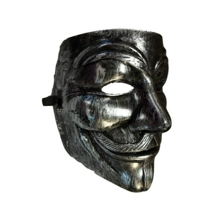 Brushed Silver Guy Fawkes Anonymous V for Vendetta Halloween Costume Mask