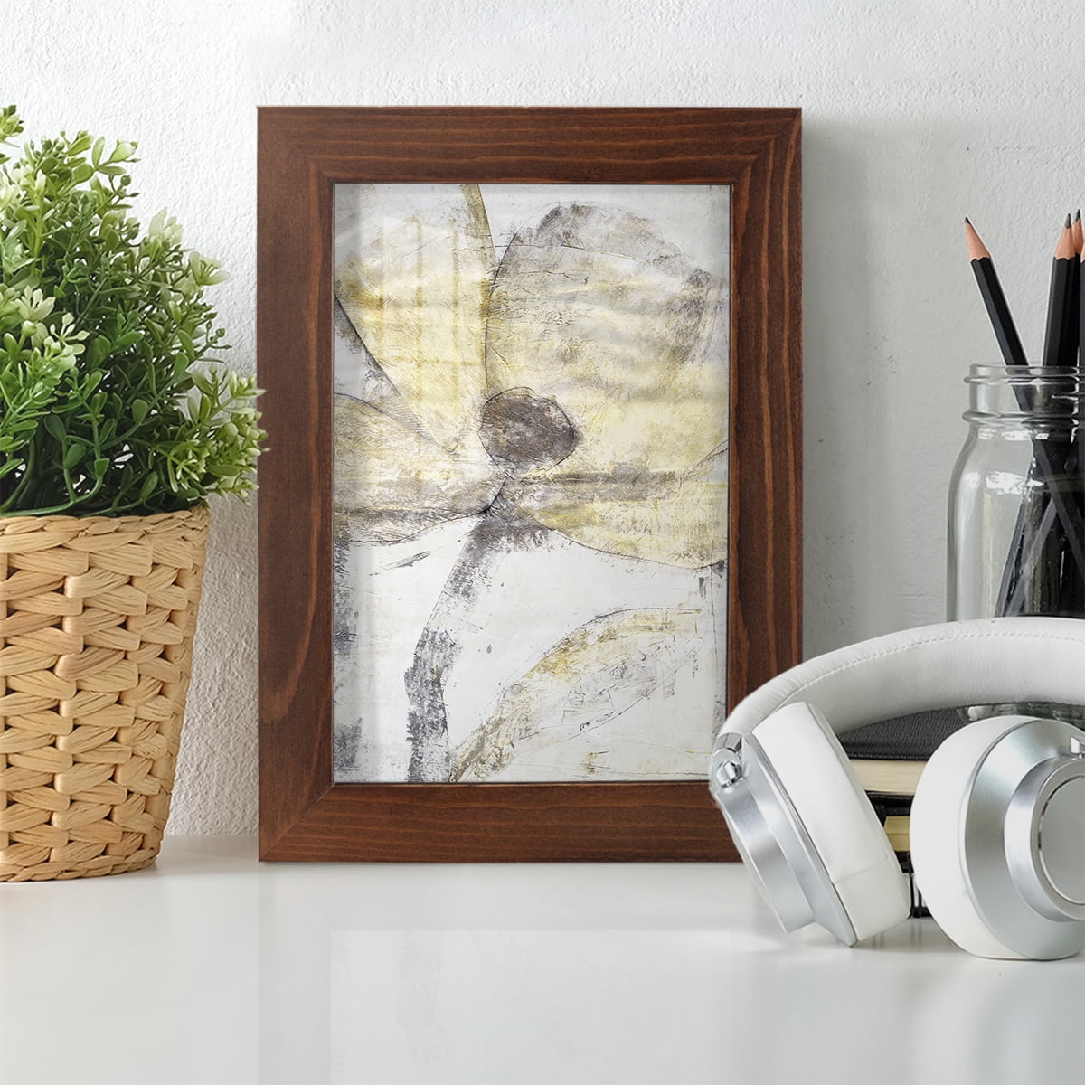 Une Fleur II - Framed Print w/glass - Chestnut
