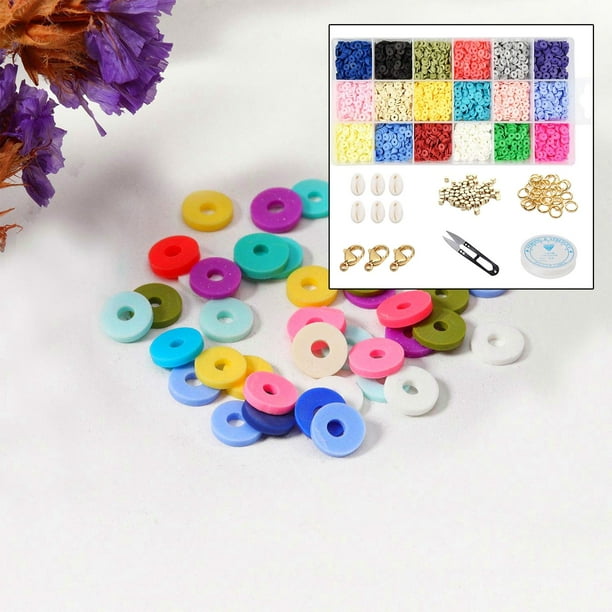 espaciadoras de arcilla polimérica Heishi, planas y redondas de 6 mm con cordón elástico para joyas, suministros, pulseras, pend - 18 rejillas 18 rejillas 3692 piezas Macarena cuentas de arcilla heishi