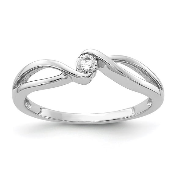 14K White Gold Ring Band Diamond Round 14kt Polished