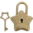 thumbnail image 1 of 1 juego de elegante candado de estrella de cinco puntas para cuadernos, diarios, candado de seguridad y llave. Llave y candado con forma de estrella de cinco puntas., 1 of 8