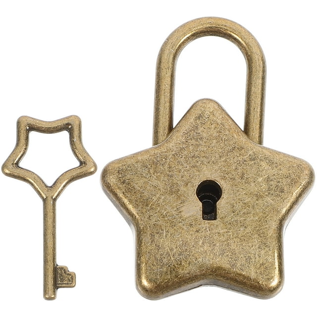 1 juego de elegante candado de estrella de cinco puntas para cuadernos, diarios, candado de seguridad y llave. Llave y candado con forma de estrella de cinco puntas.